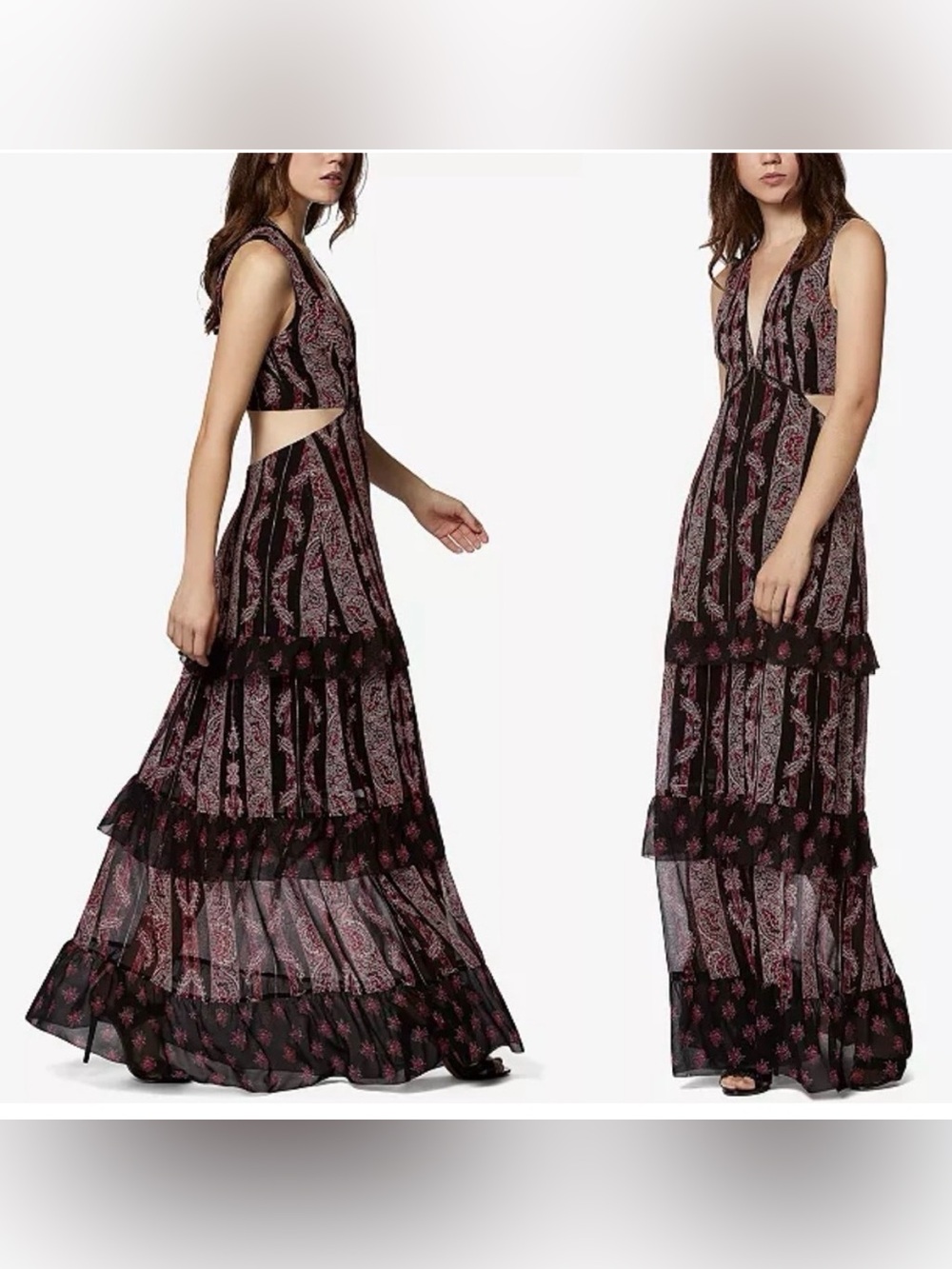 Avec Les Filles Rosie Tiered cut-out maxi dress sleeveless